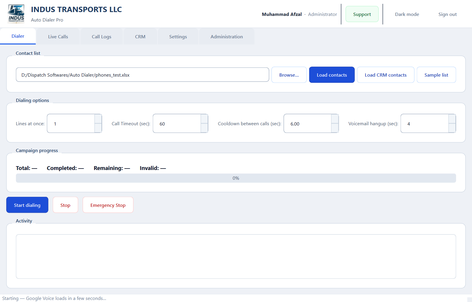 Indus Transport Auto Dialer preview